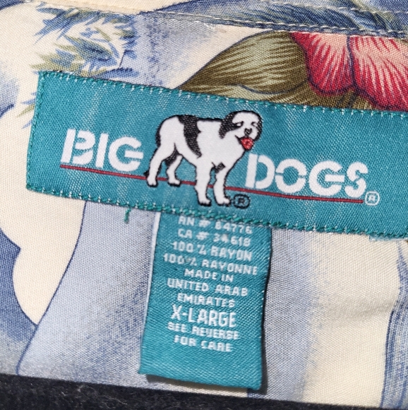 Big Dogs Hawaiian Style Shirt Size X Large Rayon Tropical Island Resortwear Palm - Picture 6 of 6